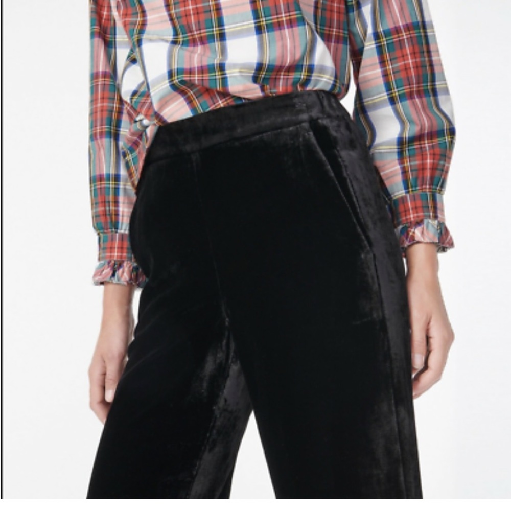 J Crew Pull-on Peyton pant in black velvet, size 8. NWT